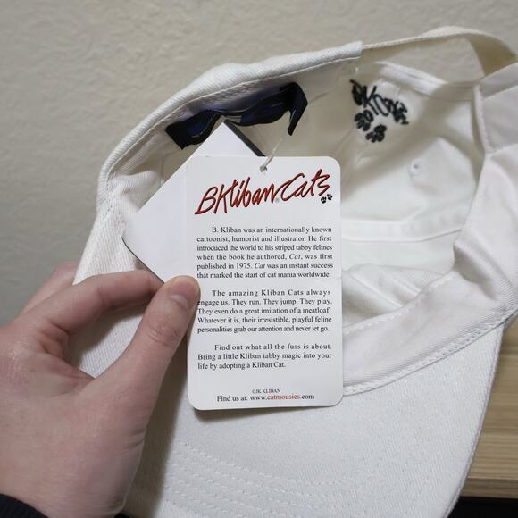 NWT Vintage B Kliban Cat Maui Hawaii Embroidered White Cotton Hat OSFM RARE - Picture 2 of 7